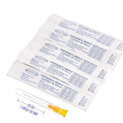25 Gauge 1 Inch Needles Luer Lock Disposable Lab Supplies, for Liquids Measuring or Refilling